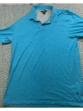 Volcom Men's Heathered Blue Polo Shirt XL Cotton Blend Short Sleeve